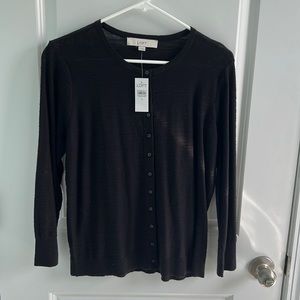 NEW Black cotton LOFT cardigan 3/4 sleeves